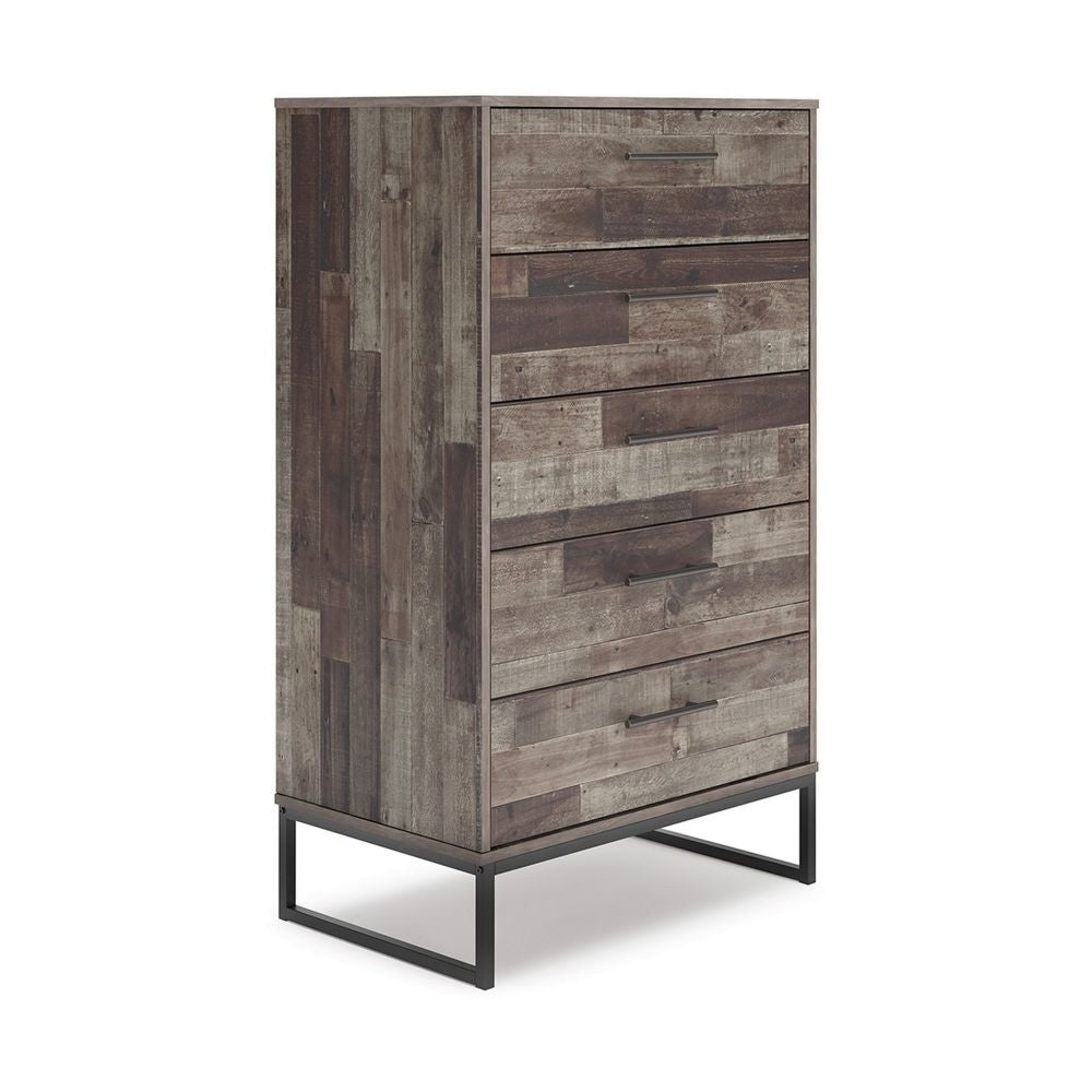 Vyne Tall Dresser Chest | 51" | 5 Drawers | Gray Woodblock Base