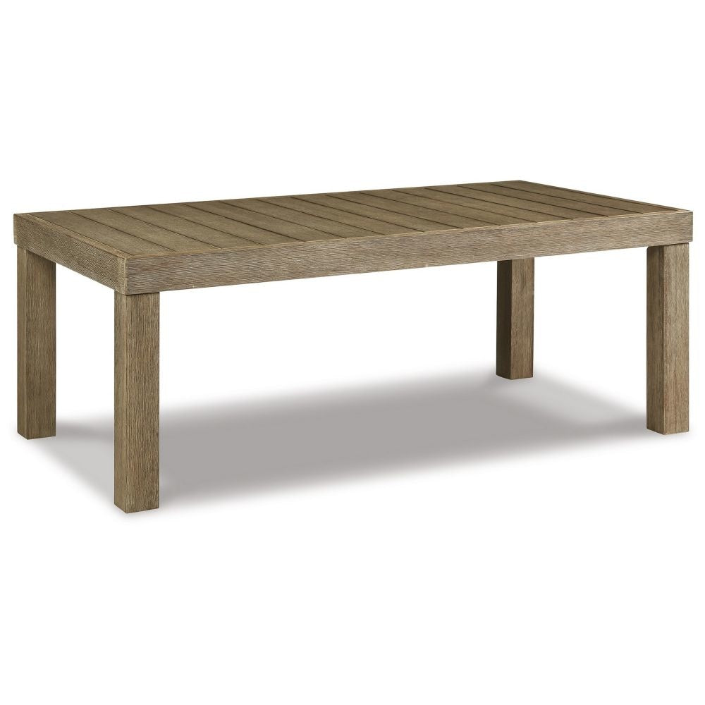 48 Inch Cocktail Coffee Table, Natural Brown Wood, Slatted Style Surface By Casagear Home