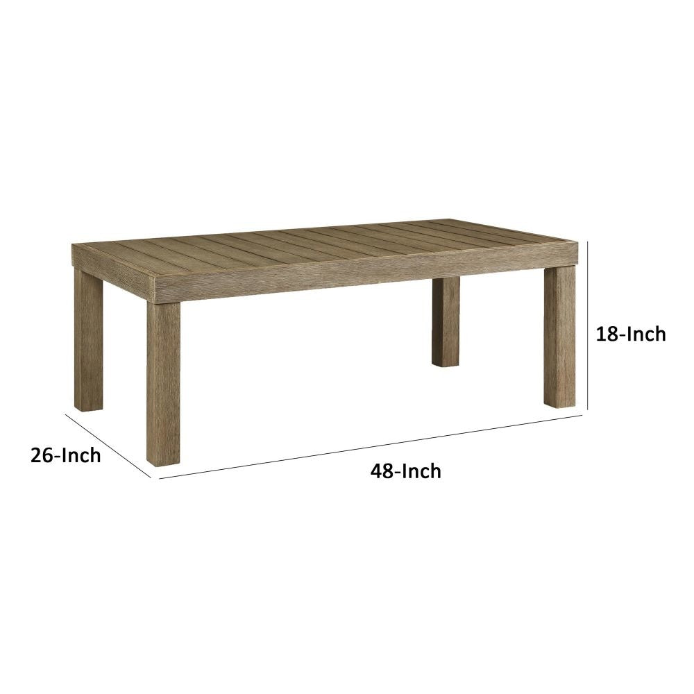 48 Inch Cocktail Coffee Table Natural Brown Wood Slatted Style Surface By Casagear Home BM296912