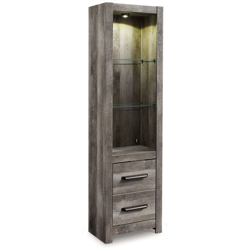 Side Pier | 72" | 2 Glass Shelves | 2 Drawers | Rustic Gray