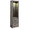 72 Inch Side Pier, 2 Glass Shelves, 2 Bottom Drawers, Rustic Gray Finish By Casagear Home