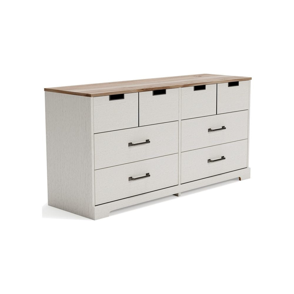 Ethos 59 Inch Dresser, Crisp White Wood, 6 Drawers, Antique Nickel Handles  By Casagear Home