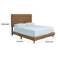 Skye Queen Size Bed Brown Faux Leather Upholstery Channeled Headboard By Casagear Home BM296937