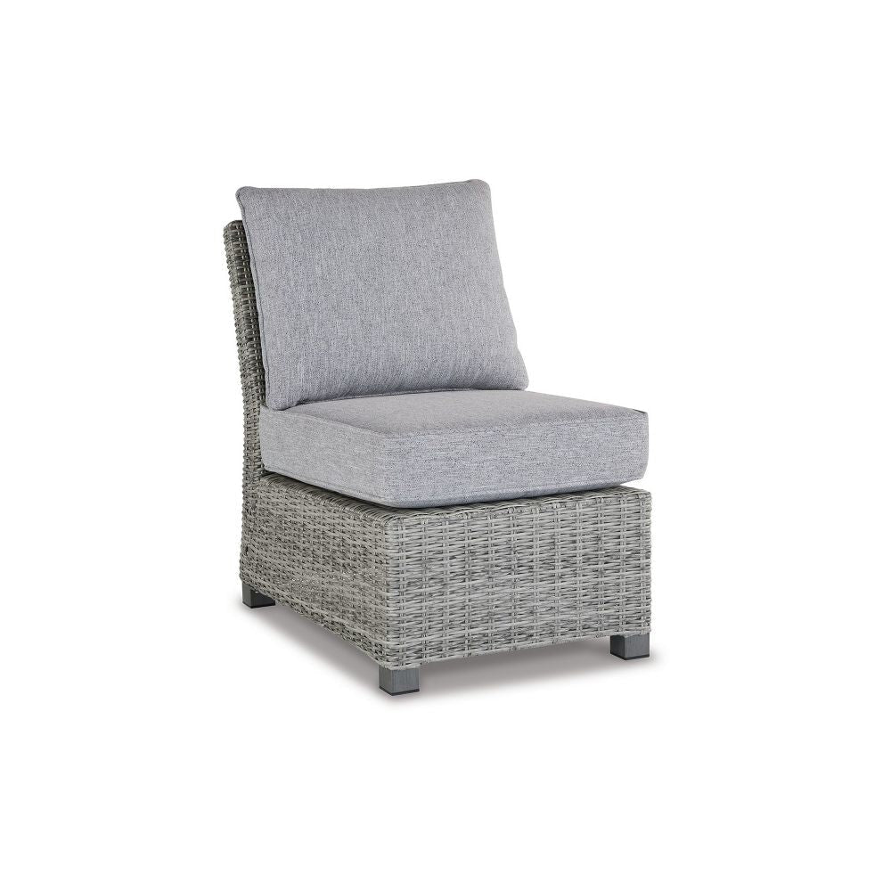 24 Inch Outdoor Accent Chair, Gray Cushions and All Weather Resin Wicker By Casagear Home