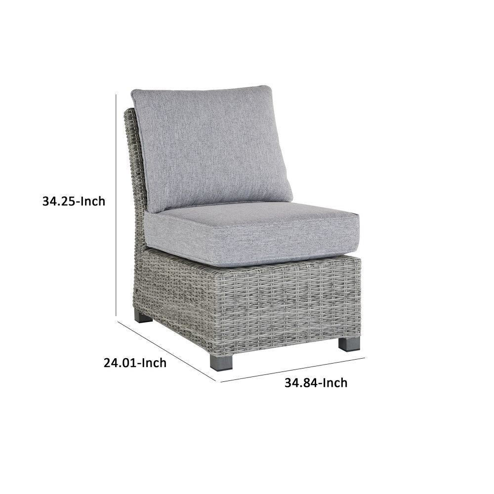 24 Inch Outdoor Accent Chair Gray Cushions and All Weather Resin Wicker By Casagear Home BM296963
