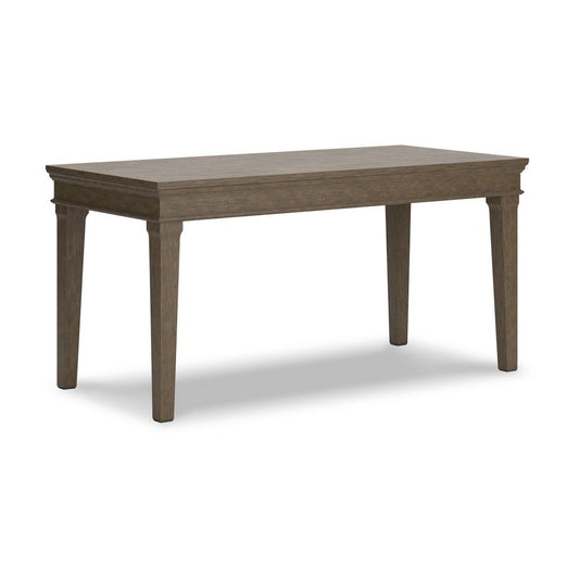 63 Inch Home Office Desk, Acacia Wood Top, Wire Brushed Weathered Gray By Casagear Home