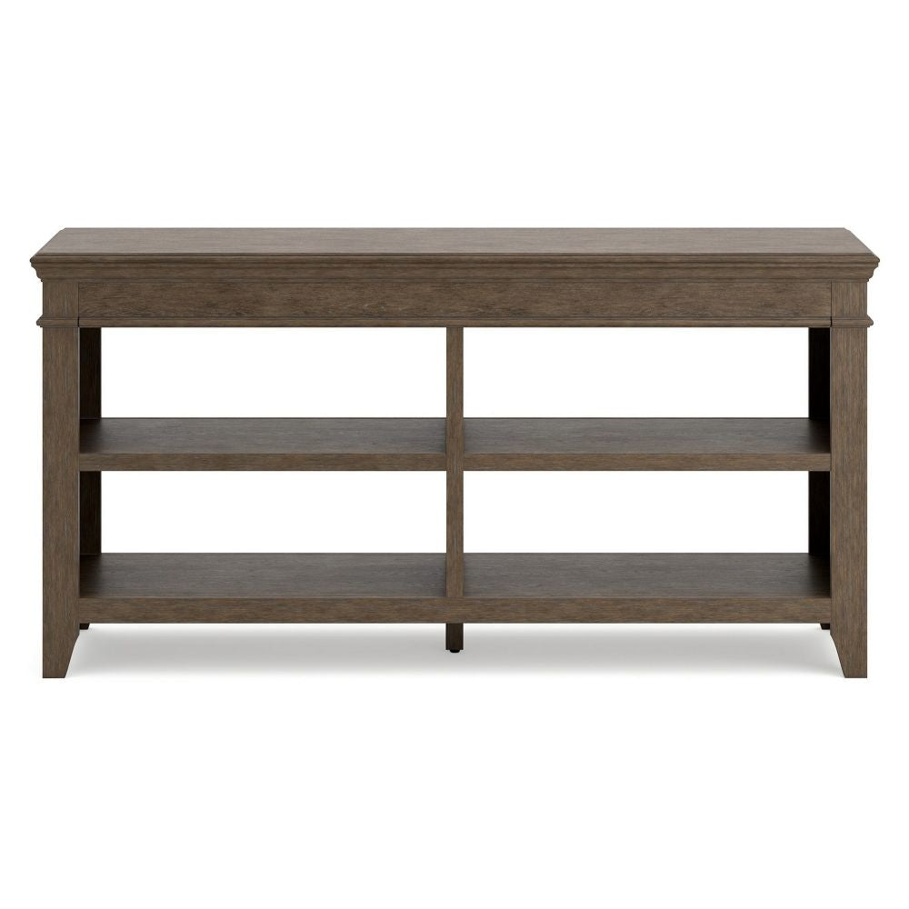 Vells 60 Inch Credenza Table 2 Adjustable Shelves Brushed Grayish Brown By Casagear Home BM296974