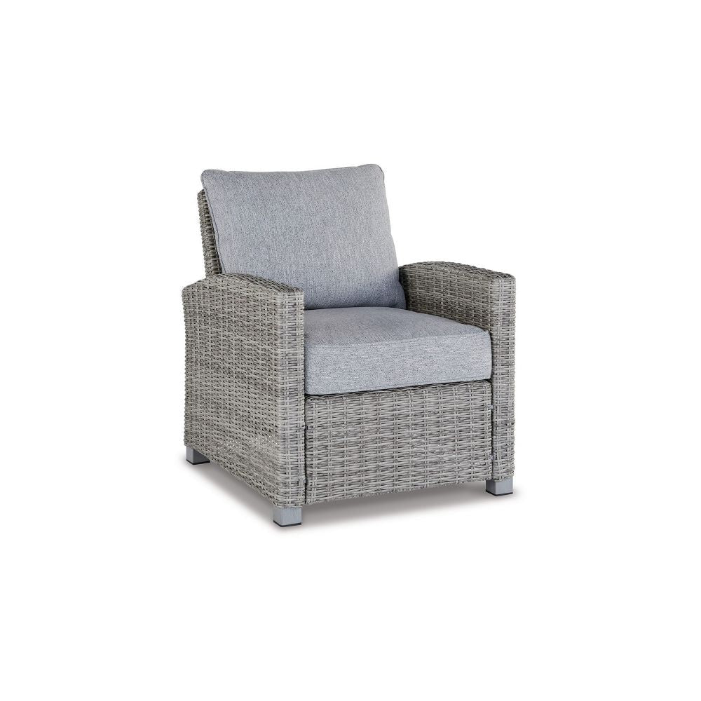 Dune 24 Inch Lounge Chair, Outdoor Gray Resin Wicker, Polyester Upholstery By Casagear Home