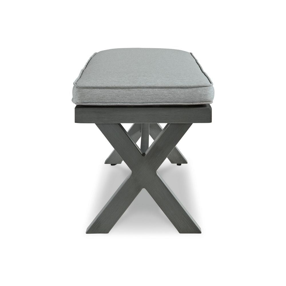 Asp 54 Inch Outdoor Bench Gray Aluminum Frame Soft Polyester Cushioning By Casagear Home BM296993