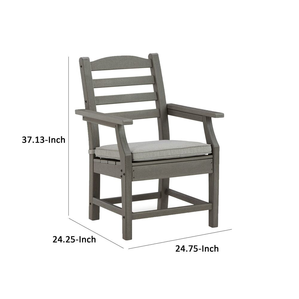 Clio 25 Inch Outdoor Arm Chair Set of 2 Gray Frame Polyester Fabric By Casagear Home BM296995