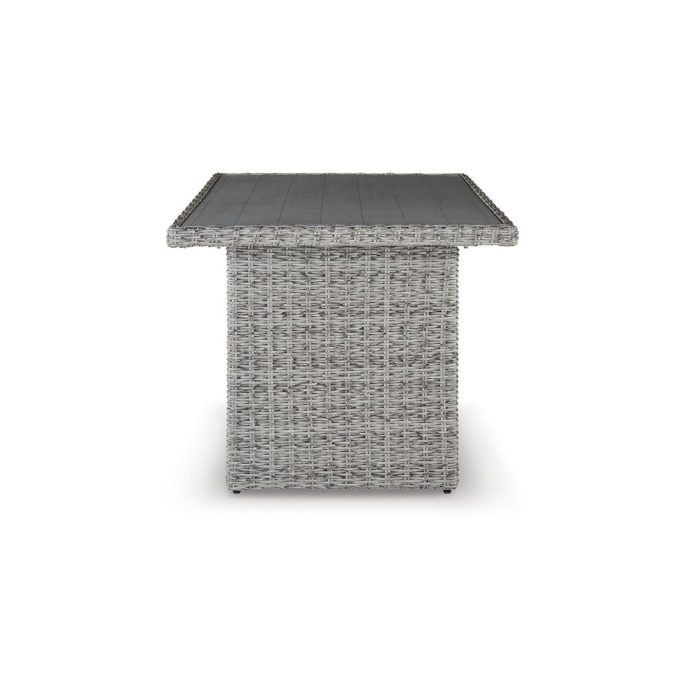 Dune 59 Inch Outdoor Table Smooth Gray Resin Wicker Open Bottom Shelf By Casagear Home BM297004