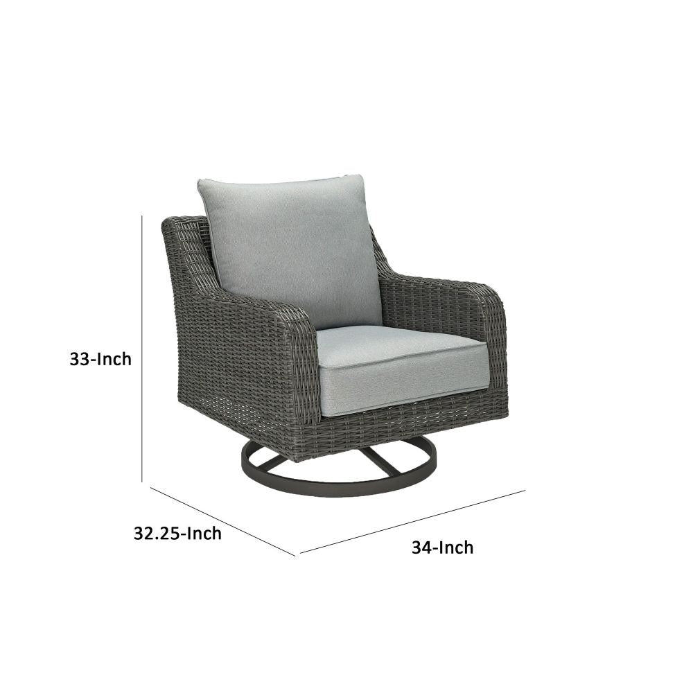 Asp 32 Inch Swivel Outdoor Lounge Chair Aluminum Frame Gray Upholstery By Casagear Home BM297012