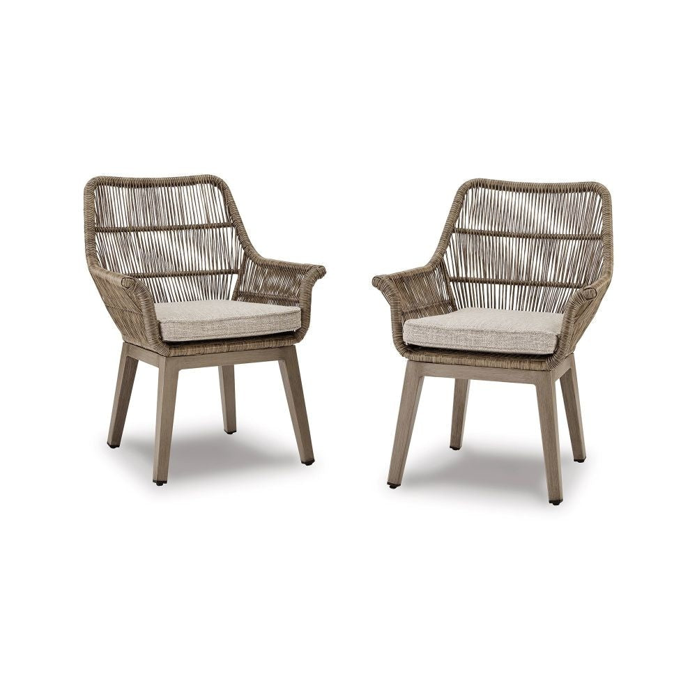Rune Armchair Set of 2 | 27" | Wicker | Aluminum Frame | Beige