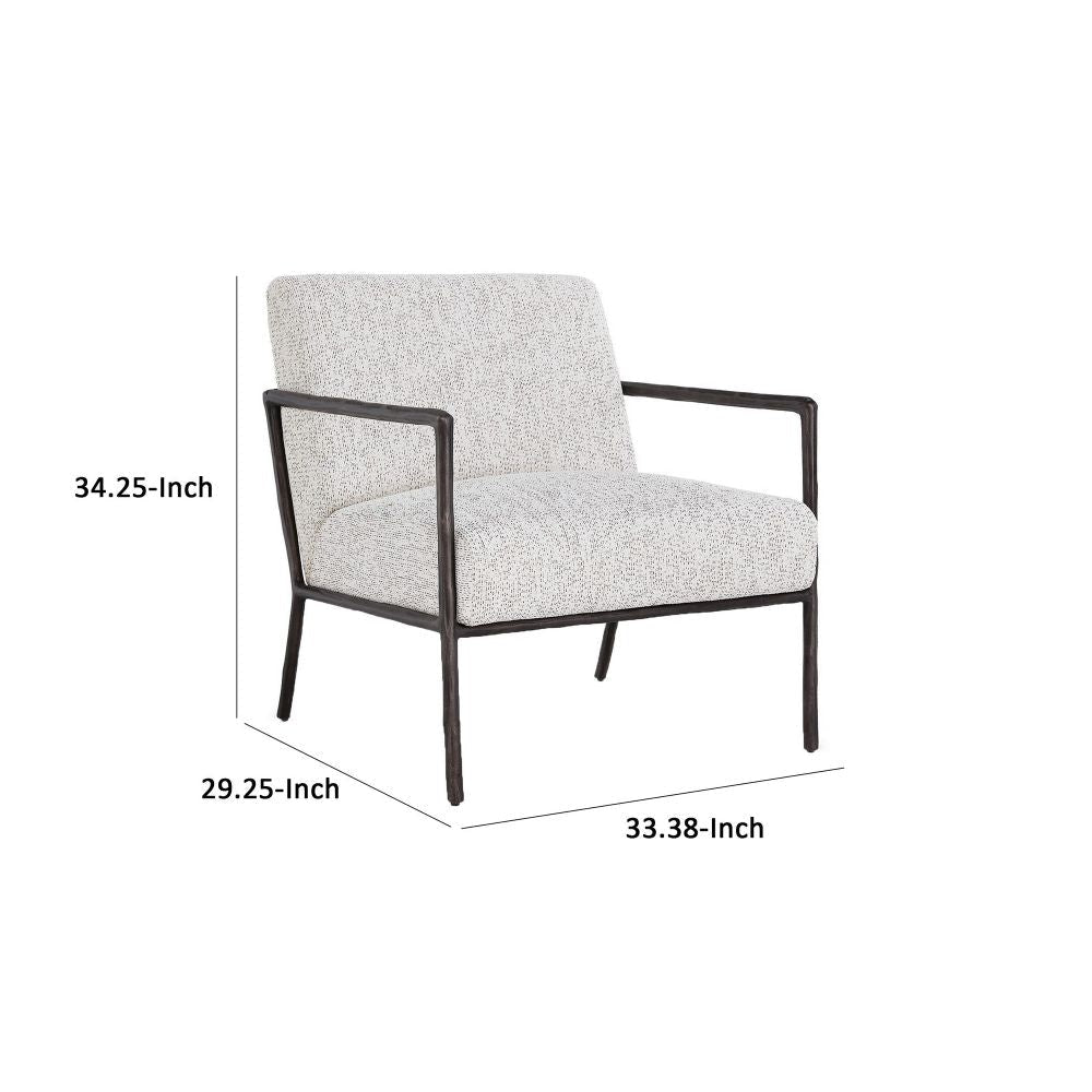 Tusk 29 Inch Accent Chair Classic Black Aluminum Frame White Upholstery By Casagear Home BM297015