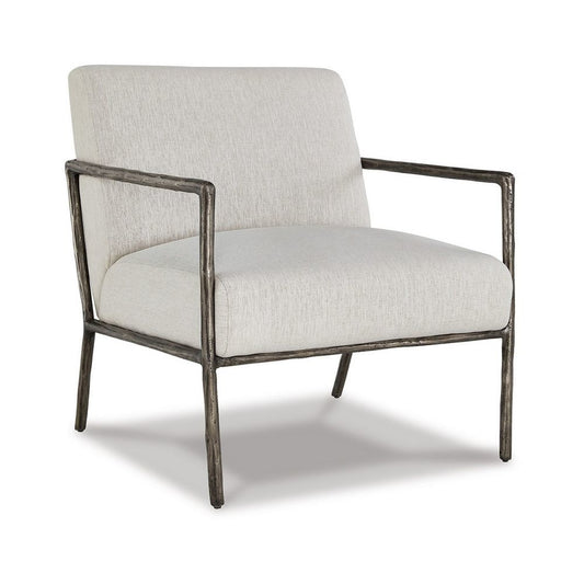 Tusk 30 Inch Accent Chair, Classic Pewter Aluminum Frame, Cream Upholstery By Casagear Home