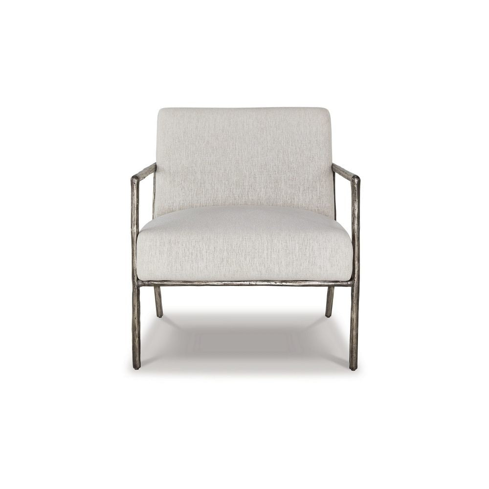 Tusk 30 Inch Accent Chair Classic Pewter Aluminum Frame Cream Upholstery By Casagear Home BM297016