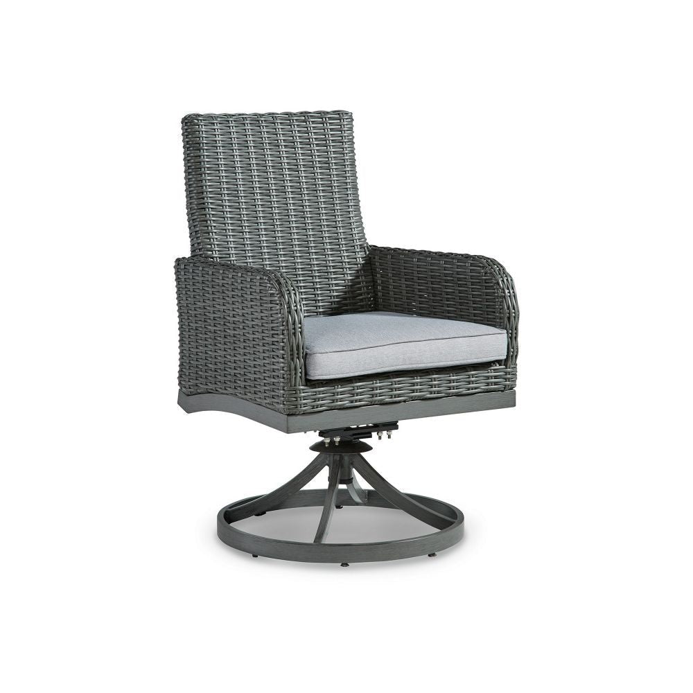 Asp 24 Inch Outdoor Swivel Chair Set of 2 Aluminum Frame Gray Upholstery By Casagear Home BM297038