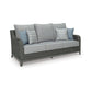 Asp 80 Inch Outdoor Resin Wicker Sofa, Aluminum Frame, Soft Gray Polyester By Casagear Home