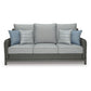 Asp 80 Inch Outdoor Resin Wicker Sofa Aluminum Frame Soft Gray Polyester By Casagear Home BM297046