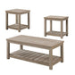 3 Piece Coffee and End Table Set, Grayish Brown, Slatted Shelving Units By Casagear Home