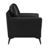 41 Inch Tufted Armchair Black Vegan Faux Leather Upholstery Track Arms By Casagear Home BM297094
