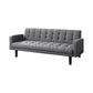74 Inch Tufted Futon Bed Sofa, Smooth Gray Fabric, Modern Brown Wood Legs By Casagear Home