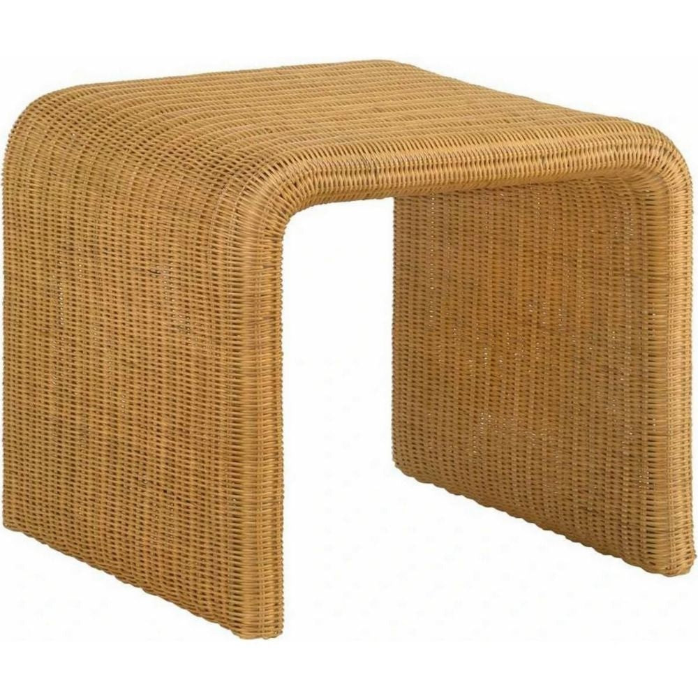 Kelp 22 Inch Square End Side Table, Natural Rattan Woven, Light Brown  By Casagear Home