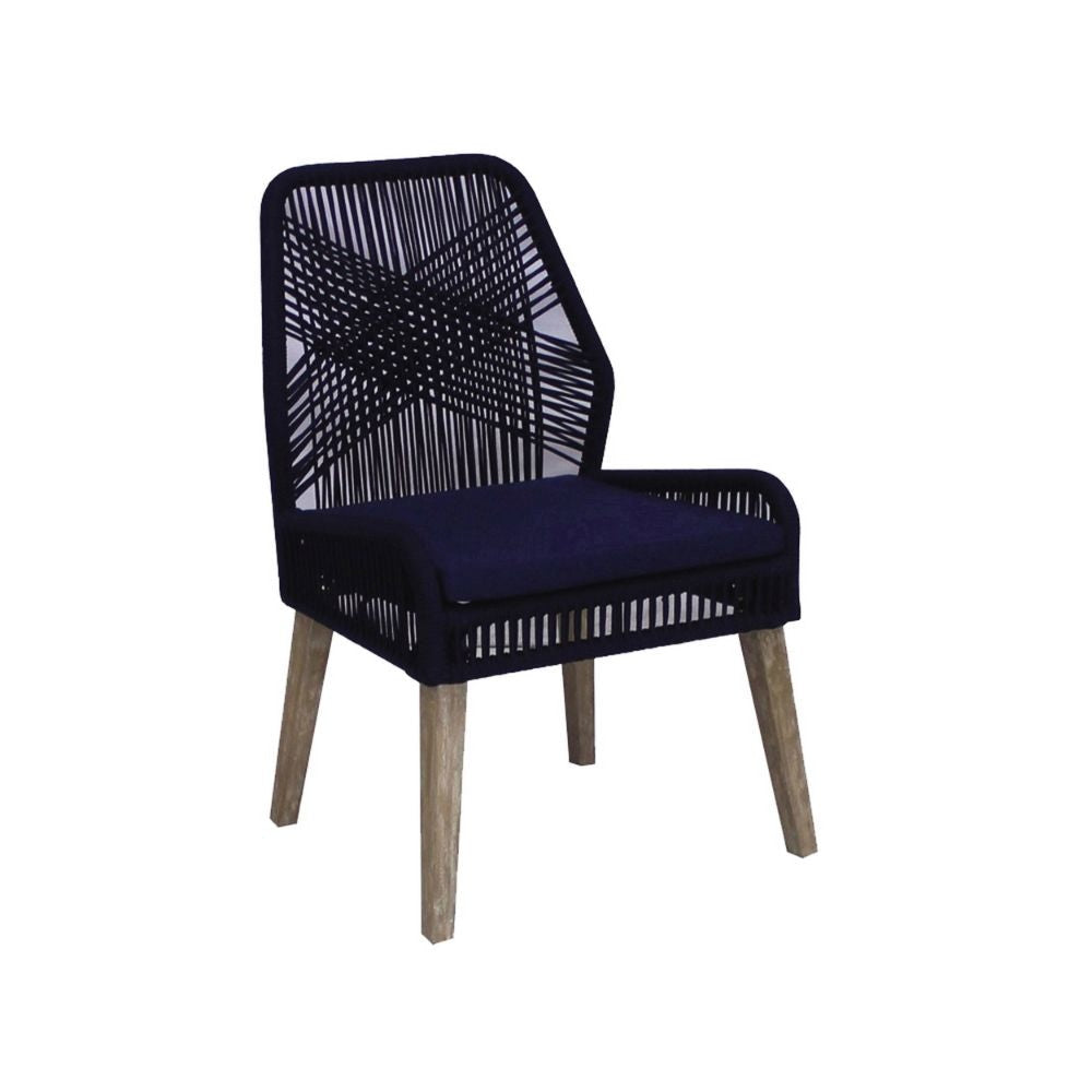 Pixi Side Chair Set of 2 | 23" | Woven Rope Back | Black Frame