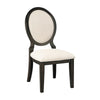 20 Inch Dining Chair, Set of 2, Oval Padded Back, Polylinen Cream Fabric By Casagear Home