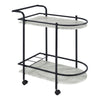 Rhea Bar Cart | 32" | U-Shaped Tray | Faux Marble Shelves | Black