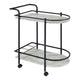 Rhea Bar Cart | 32" | U-Shaped Tray | Faux Marble Shelves | Black