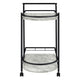 Rhea 32 Inch Bar Cart Trolley U Shaped Tray Faux Marble Shelves Black By Casagear Home BM297176