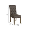 Neli 19 Inch Side Dining Chair Set of 2 Rolled Button Tufted Back Brown By Casagear Home BM297189