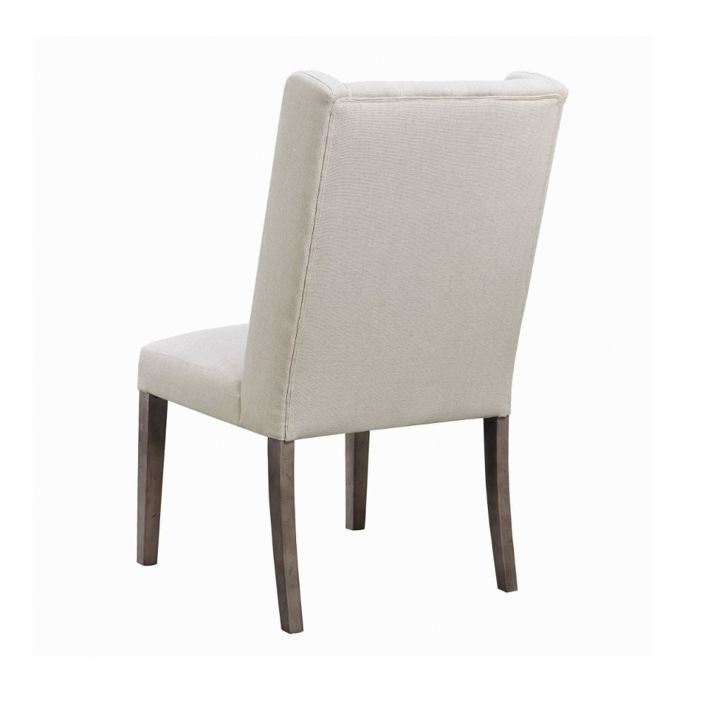 Neli 22 Inch Dining Chair Set of 2 Wingback Button Tufted Beige Fabric By Casagear Home BM297191