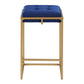 Dia 26 Inch Set of 2 Counter Stools Blue Velvet Foam Seat Gold Metal Base By Casagear Home BM297207