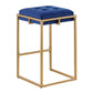 Dia 26 Inch Set of 2 Counter Stools Blue Velvet Foam Seat Gold Metal Base By Casagear Home BM297207