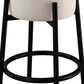 25 Inch Set of 2 Round Counter Height Stools Black White Fabric Pouf Seat By Casagear Home BM297225