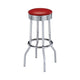 30 Inch Set of 2 Retro Barstools, Retro Red Faux Leather Seats, Chrome Legs By Casagear Home