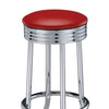 30 Inch Set of 2 Retro Barstools Retro Red Faux Leather Seats Chrome Legs By Casagear Home BM297226