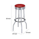 30 Inch Set of 2 Retro Barstools Retro Red Faux Leather Seats Chrome Legs By Casagear Home BM297226