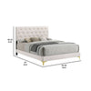 Lif Platform Queen Size Bed Panel Tufted Headboard Gold Legs White Velvet By Casagear Home BM297258