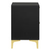 Lif 25 Inch Modern 2 Drawer Nightstand Gold Metal Accents Jet Black By Casagear Home BM297270