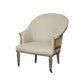 36 Inch Library Accent Armchair, Handcrafted Wood Frame, Padded Cream Linen By Casagear Home