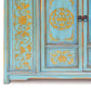 Florentine 43 Inch Vintage Sideboard Buffet Cabinet 2 Door Teal and Gold By Casagear Home BM297309