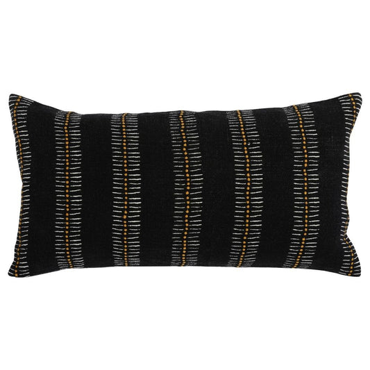 Accent Pillow | 14 x 26 | Gold Print | Black Linen