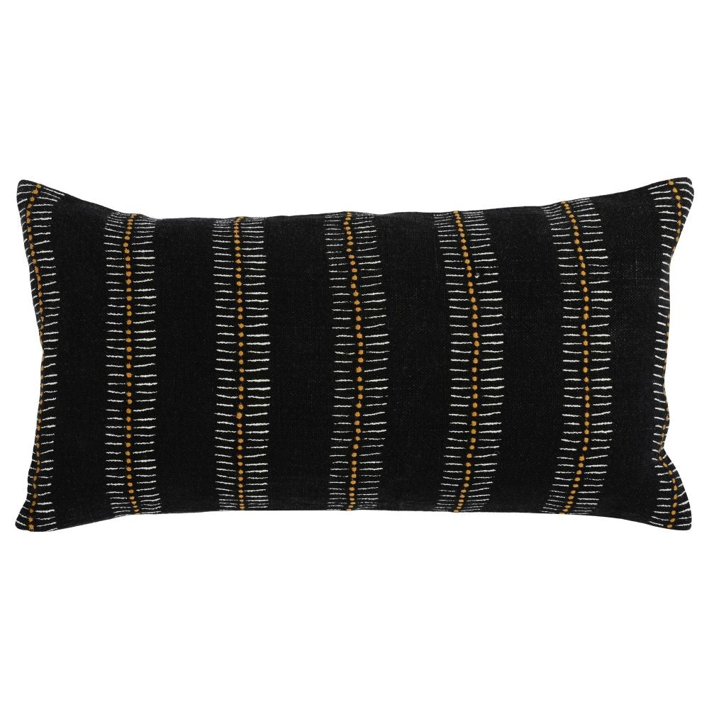 Accent Pillow | 14 x 26 | Gold Print | Black Linen