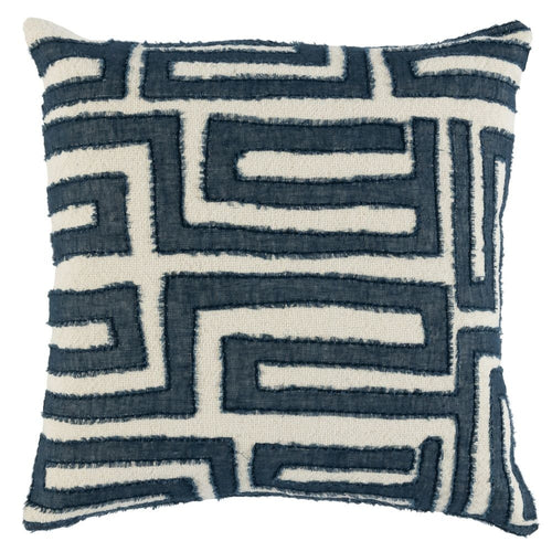 Accent Pillow | 22" | Appliqué Stitch | Blue & Ivory