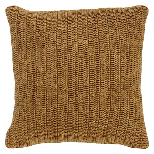Rosie Accent Pillow | 22" | Hand Knitted | Brown Linen
