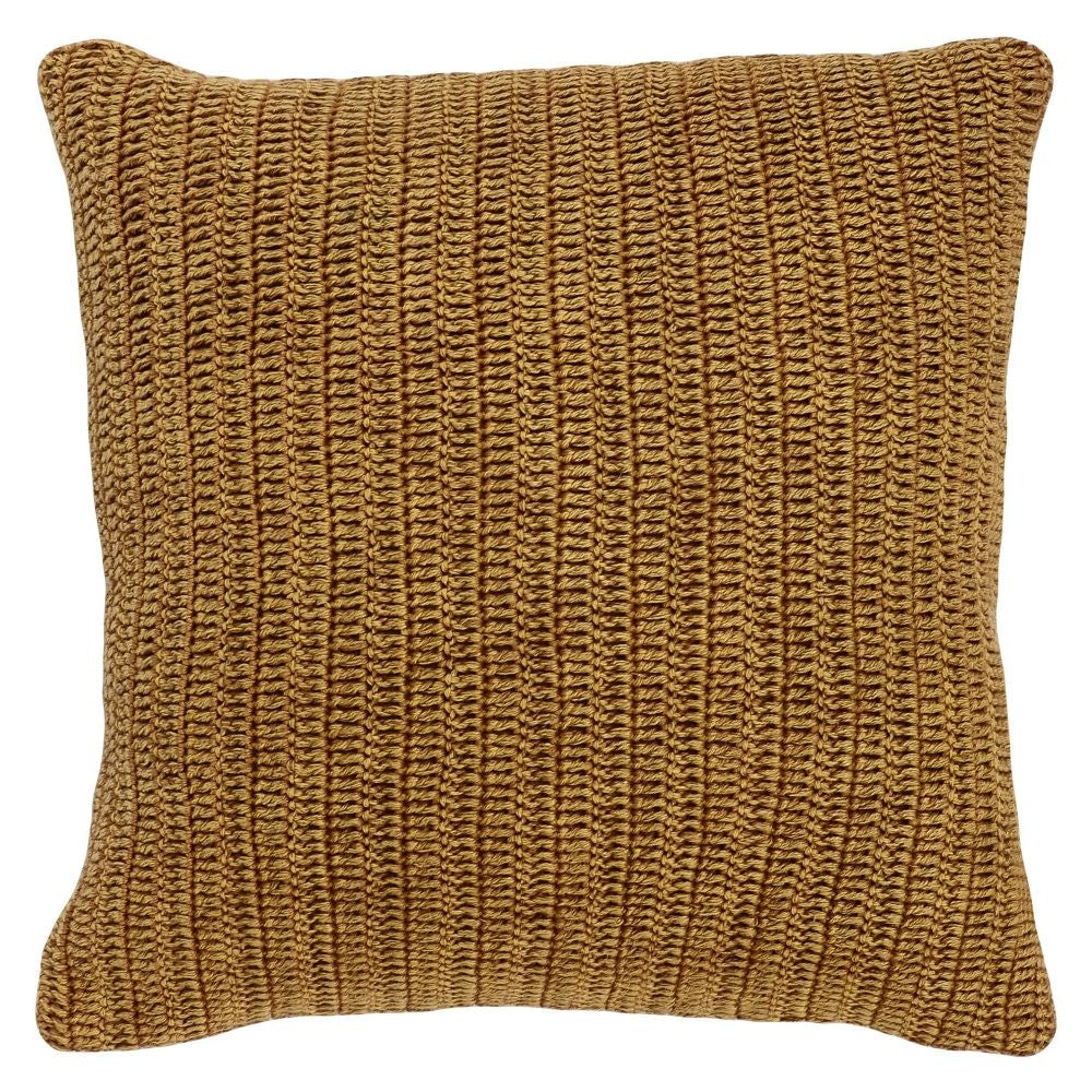Rosie Accent Pillow | 22" | Hand Knitted | Brown Linen