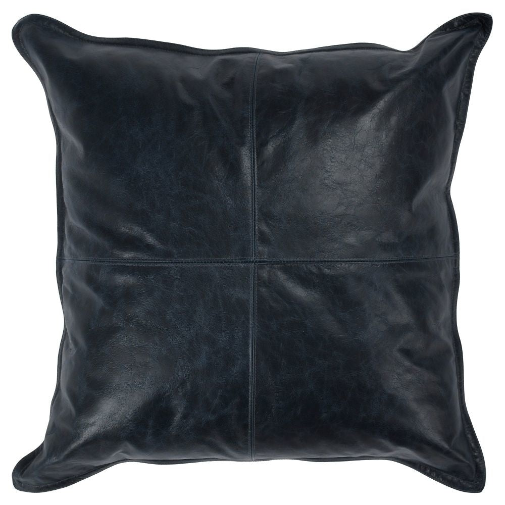 Norm Accent Pillow | 22" | Pieced Design | Classic Blue Leather